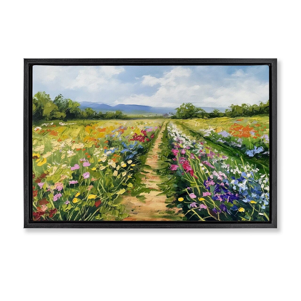 Stupell Industries Bright Hued Wildflower Path Floater Framed Canvas Wall Art Design by LSR Design Studio